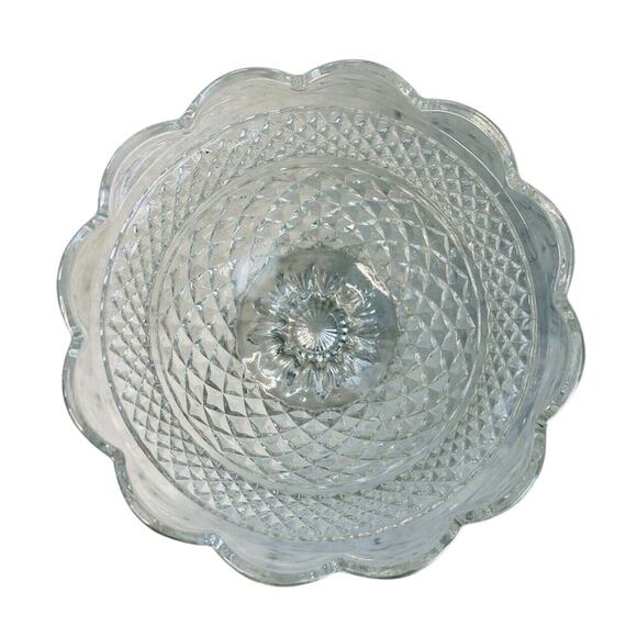 EUC Wexford Crystal 8" Footed Centerpiece Bowl Vintage 1940's Anchor Hocking - Picture 4 of 8